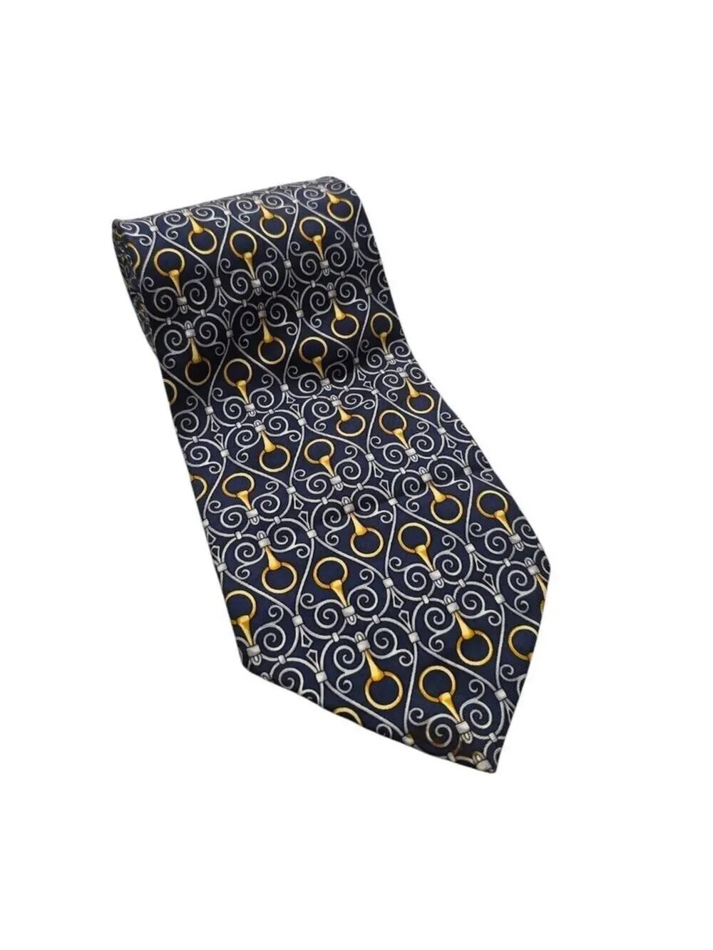 Paolo Gucci Vintage Hand Finished Italian Silk Horsebit Tie